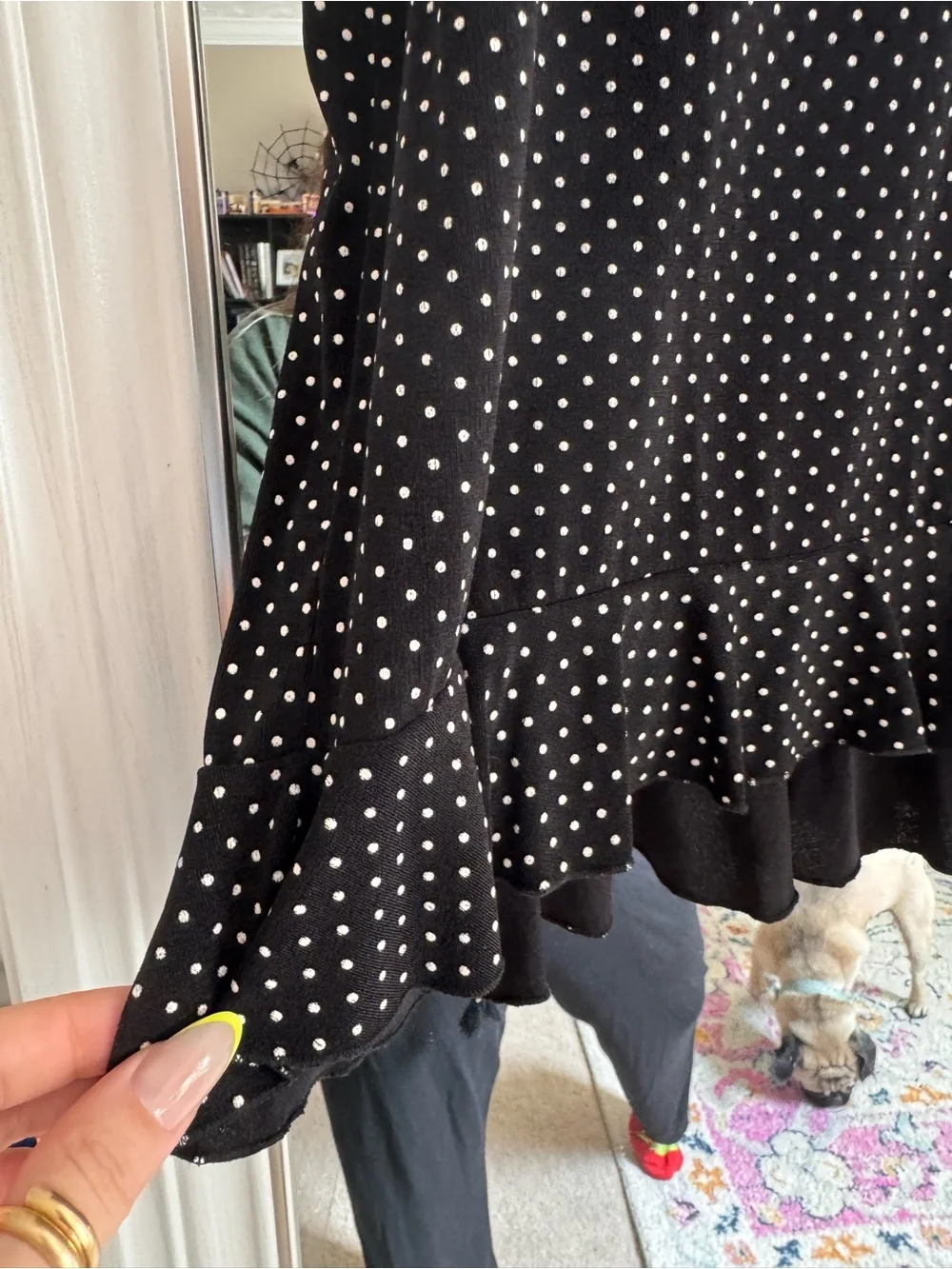 Dressbarn Black Polka Dot A-Line Skirt